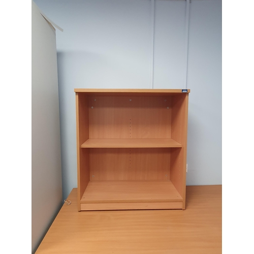 20 - A Modern Office Desk 2ft 5”High x 5ft 4”Wide x 2ft 8”Deep, a corner Shelving Unit 3ft 9”Wide x 2ft 8... 