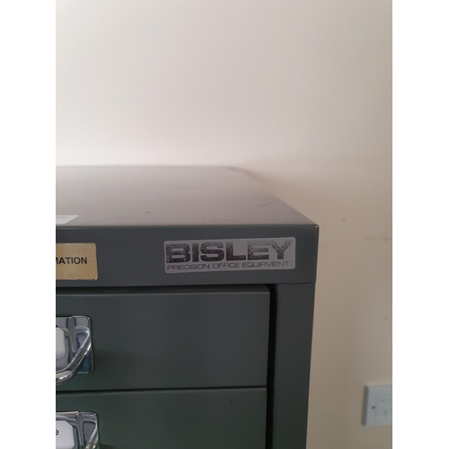 33 - A pair of “Bisley” fifteen drawer Filing Units 37”High x 11”Wide x 17”Deep.