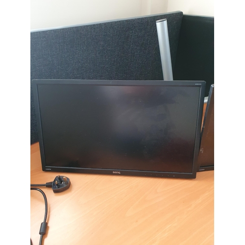 35 - A Modern Corner Office Desk 2ft 6”High x 6ft 7”Long (Including Extension), two “BENQ” Monitors, a “S... 