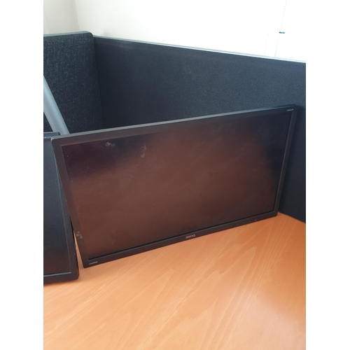 35 - A Modern Corner Office Desk 2ft 6”High x 6ft 7”Long (Including Extension), two “BENQ” Monitors, a “S... 