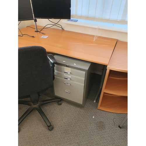 39 - A Modern Office Desk with Extension 6ft 8”Long (Including Extension), a corner Shelving Unit 3ft 9”W... 