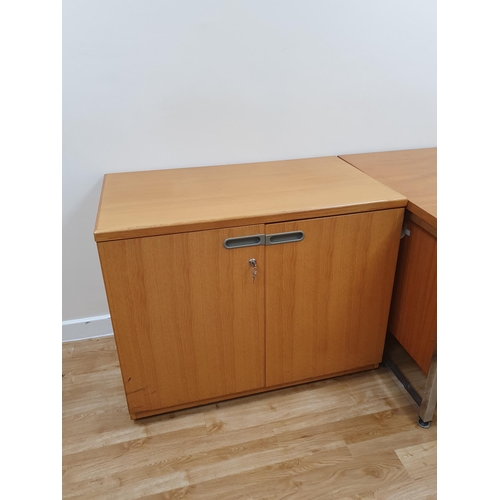 4 - An Office Desk with five fitted drawers, 71”Long x 29”High x 33”Deep, an Office Cupboard 2ft 6”High ... 