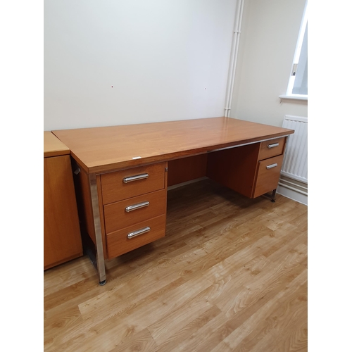 4 - An Office Desk with five fitted drawers, 71”Long x 29”High x 33”Deep, an Office Cupboard 2ft 6”High ... 