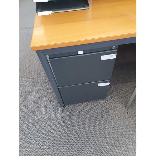 40 - A Modern three Seater Desk/Office Unit (All sections attached – in ne Piece) four under Desk Filing ... 