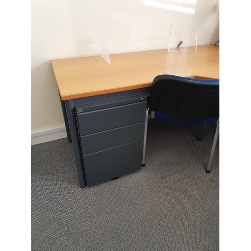 40 - A Modern three Seater Desk/Office Unit (All sections attached – in ne Piece) four under Desk Filing ... 