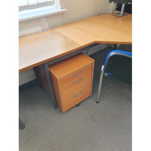 40 - A Modern three Seater Desk/Office Unit (All sections attached – in ne Piece) four under Desk Filing ... 