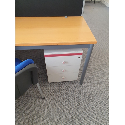 40 - A Modern three Seater Desk/Office Unit (All sections attached – in ne Piece) four under Desk Filing ... 