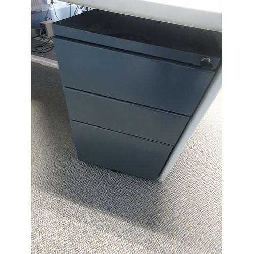 8 - A Modern Office Desk 2ft 6”High x 6ft 7”Long x 4ft Deep, two “Benq senseye” Monitors, a metal three ... 