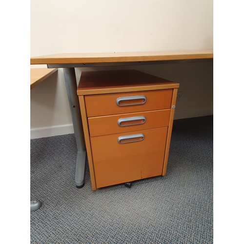 6 - A Curved Office Desk, 2ft 4”High x 5ft 4”Long x 4ft Deep, a Desk Extension, a ViewSonic Monitor, and... 