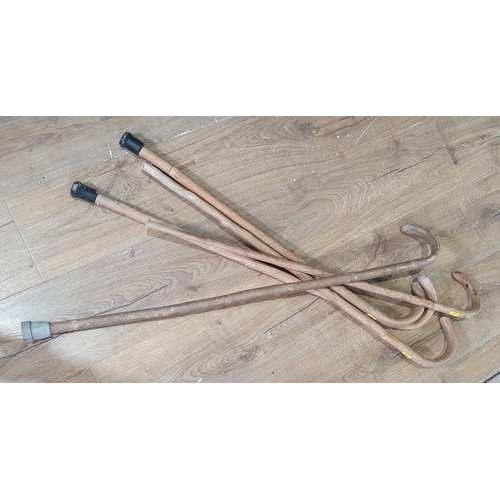 221 - Five Walking Sticks  and a folding Card Table(R9)