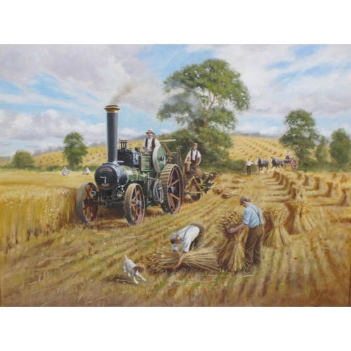 418 - ENGLISH SCHOOL. Harvest-Time, oil on canvas, 15 x 20 in; and three other rural paintings by the same... 