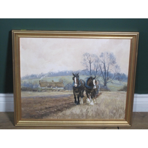 418 - ENGLISH SCHOOL. Harvest-Time, oil on canvas, 15 x 20 in; and three other rural paintings by the same... 