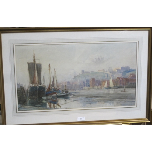 423 - JOHN FRANCIS RENNIE. Whitby, signed and dated 1906, watercolour,15 1/2 x 27 in