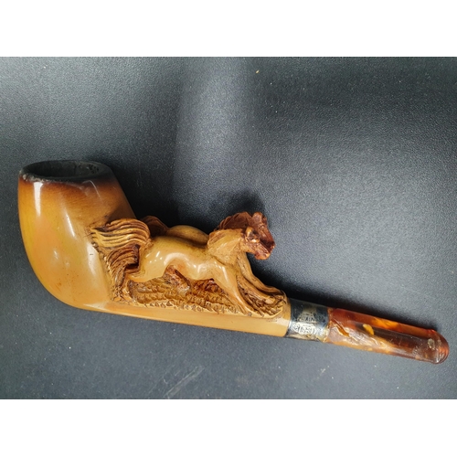 100 - Two Meerschaum Pipes,cased, a silver mounted Parasol Handle, Glove Stretchers, Whistle, Badges, Butt... 