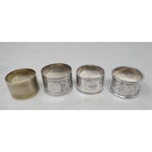 107 - A George V heavy silver Napkin Ring engraved initials, Birmingham 1932, 60gms, two other silver Ring... 