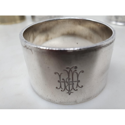 107 - A George V heavy silver Napkin Ring engraved initials, Birmingham 1932, 60gms, two other silver Ring... 