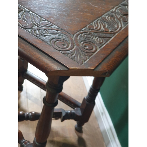 12 - A Victorian oak dropleaf Corner Table, 2ft 8in High x 1ft 11in Wide. (R2).