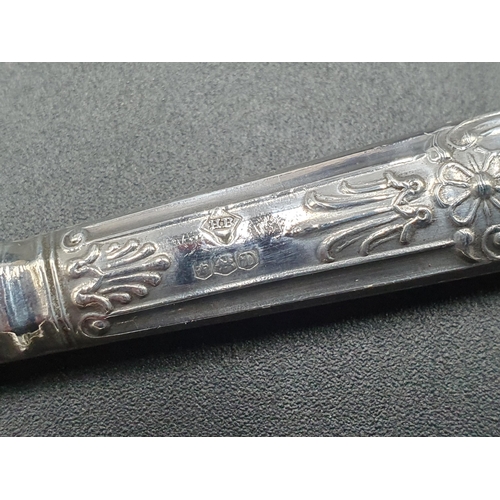 126 - Six Elizabeth II silver hafted Tea Knives king's pattern, Sheffield 1971, in case and sundry plated ... 