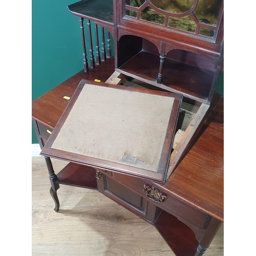 15 - A Victorian mahogany Writing Table/Desk with glazed top above writing surface, with two fitted drawe... 