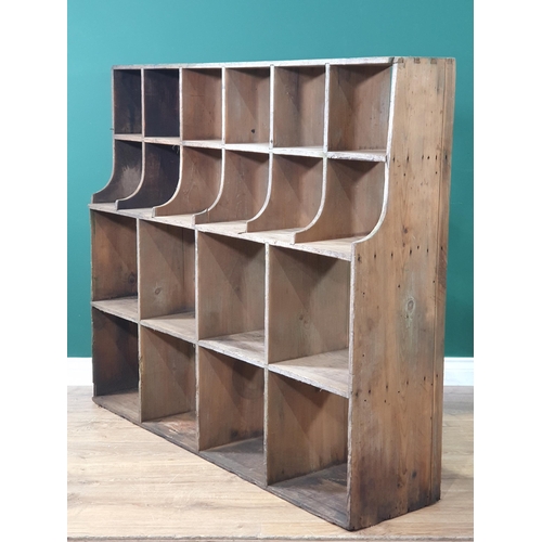 18 - A set of rustic pine graduated Pigeon Holes, 3ft 8