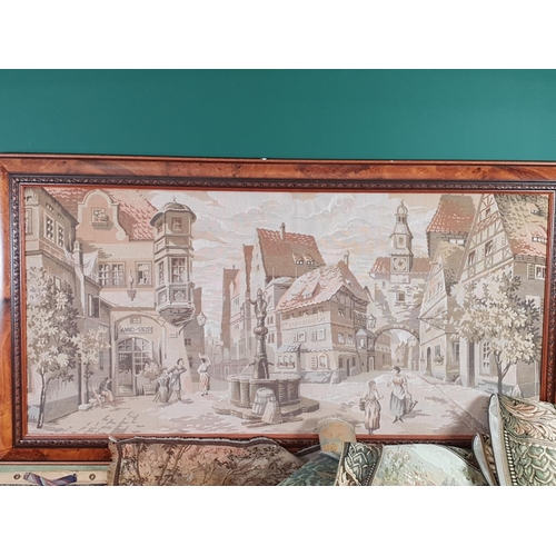 282 - A framed embroidered Continental scene and a quantity  of embroidered Panels (R10)