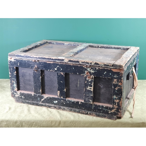 284 - A painted a panelled Box with hinged cover, 2ft 8in W (R10)