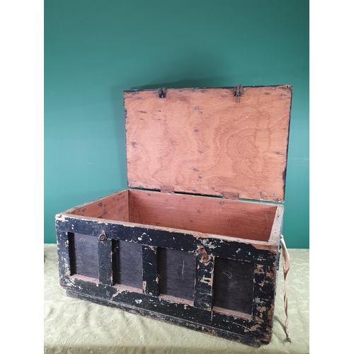 284 - A painted a panelled Box with hinged cover, 2ft 8in W (R10)