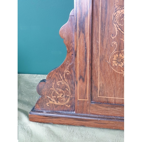 287 - An Edwardian rosewood Overmantel Mirror with broken pediment above an inlaid frieze and with bevelle... 