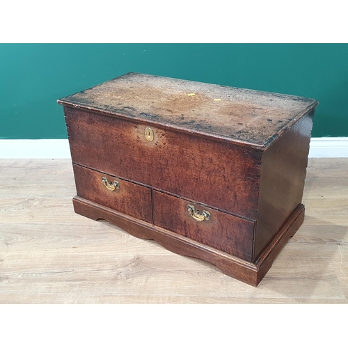 37 - An 18th Century oak Blanket Chest with two fitted drawers, 1ft 7in High x 2ft 7in Wide x 1ft 5in Dee... 