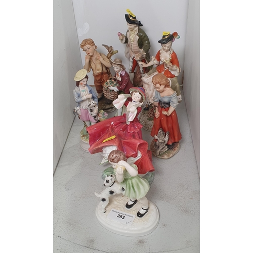 383 - A small collection of Figurines including, Crown Staffordshire 