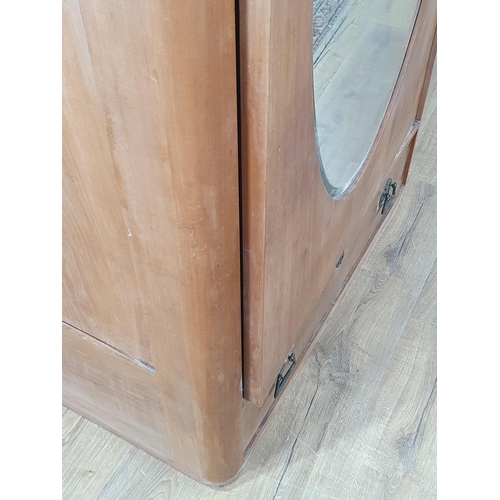 454 - A single mirror door Wardrobe with large oval bevelled plate,  and single drawer fitted to base, A/F... 