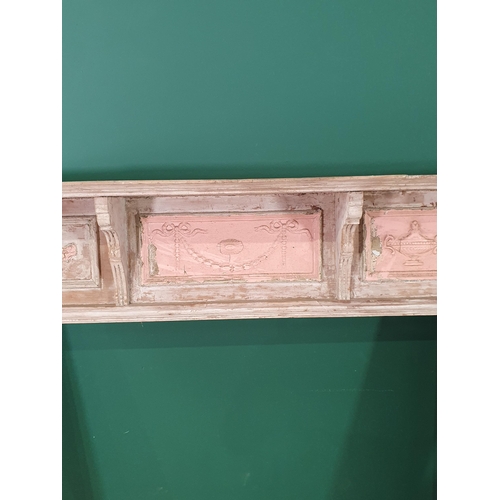 468 - A Georgian style pine Fire Surround with applied ribbon and swag and urn decorations, 4ft 2