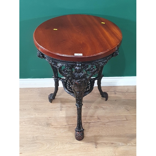 50 - A cast Pub Table with polished circular top, 30in High x 23in Diam. (R2).
