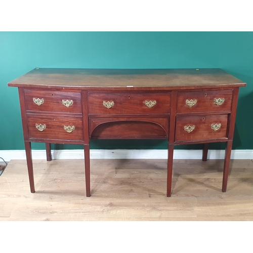 523 - A 19th Century mahogany Bow Front Sideboard with two central drawers, flanked by pair of drawers and... 