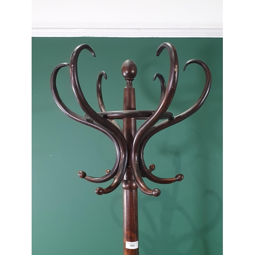 524 - A bentwood Coat and Hat Hall Stand, 6ft 8