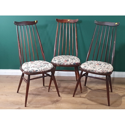 528 - Three Ercol Style Stick-back Dining Chairs. (R6).