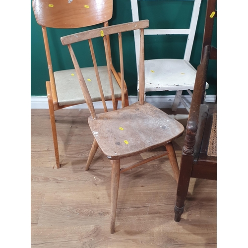 547 - Six assorted Chairs including, Stickback Ercol Chair, a rush seated High Chair, white painted Single... 