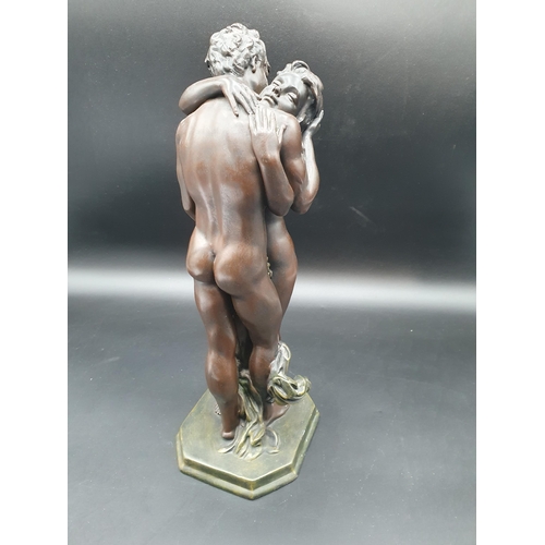55 - An Art Nouveau style Figure if two lovers embracing, 14in (R1)