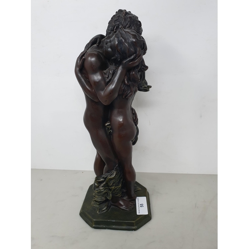 55 - An Art Nouveau style Figure if two lovers embracing, 14in (R1)