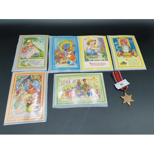 56 - A Second World War Burma Star Medal, thirteen Nursery Postcards by Rene Cloke, Phyllis Purser, etc a... 