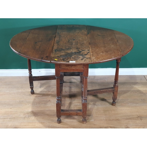 6 - An 18th Century oak Gateleg Table with single fitted drawer, 2ft 5in High x 4ft Long x 3ft 6in Wide.... 