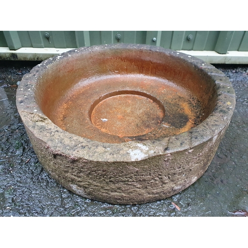 67 - A reconstituted circular Planter, 2ft Diam and circular Planter and a Leg Vice