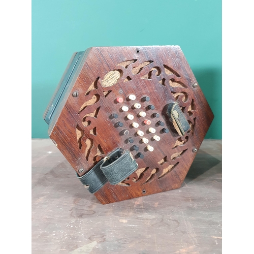 698 - A rosewood Forty - Eight button Concertina bearing label for 