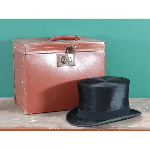 703 - A Lincoln Bennett & Co Black Top Hat A/F, in travel case. (R8).