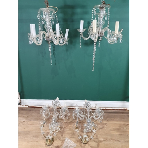 706 - Three Boxes containing a pair of Chandeliers, and two pairs of Wall Lights (R10)