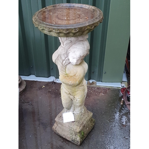 84 - A reconstituted Figural Bird Bath, 2ft 11in H