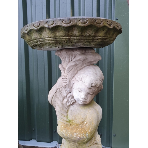 84 - A reconstituted Figural Bird Bath, 2ft 11in H