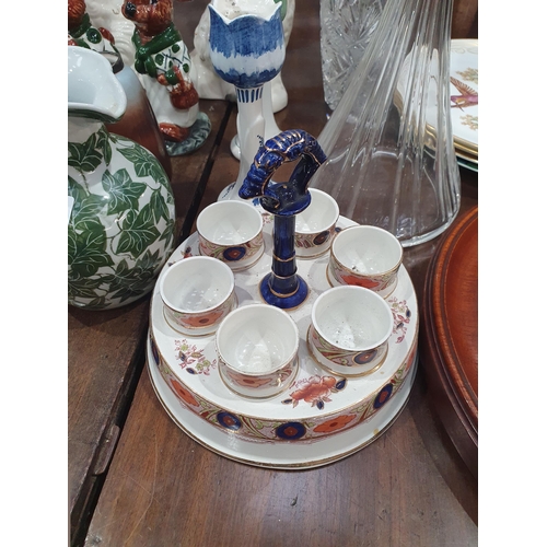 267 - A pair of Staffordshire seated Spaniels, a pair of figures of Rabbits, four late Delft Tulip Candles... 