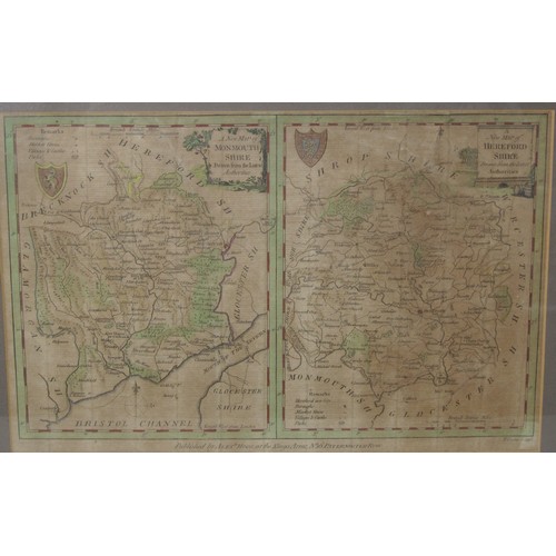 427 - A framed map of Herefordshire after Christopher Saxton; and  a New map of Herefordshire/Monmouthshir... 