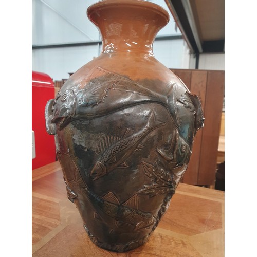 308 - A brown glazed Pottery Fish Vase by 